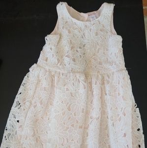 Little Girl Pink Dress with Cream Flower Overlay